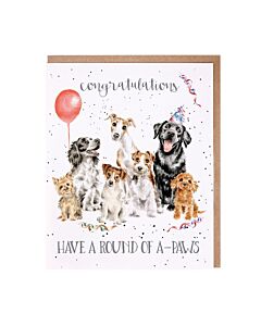 Wrendale Designs 'Round of A-Paws' Dog Congratulations Card